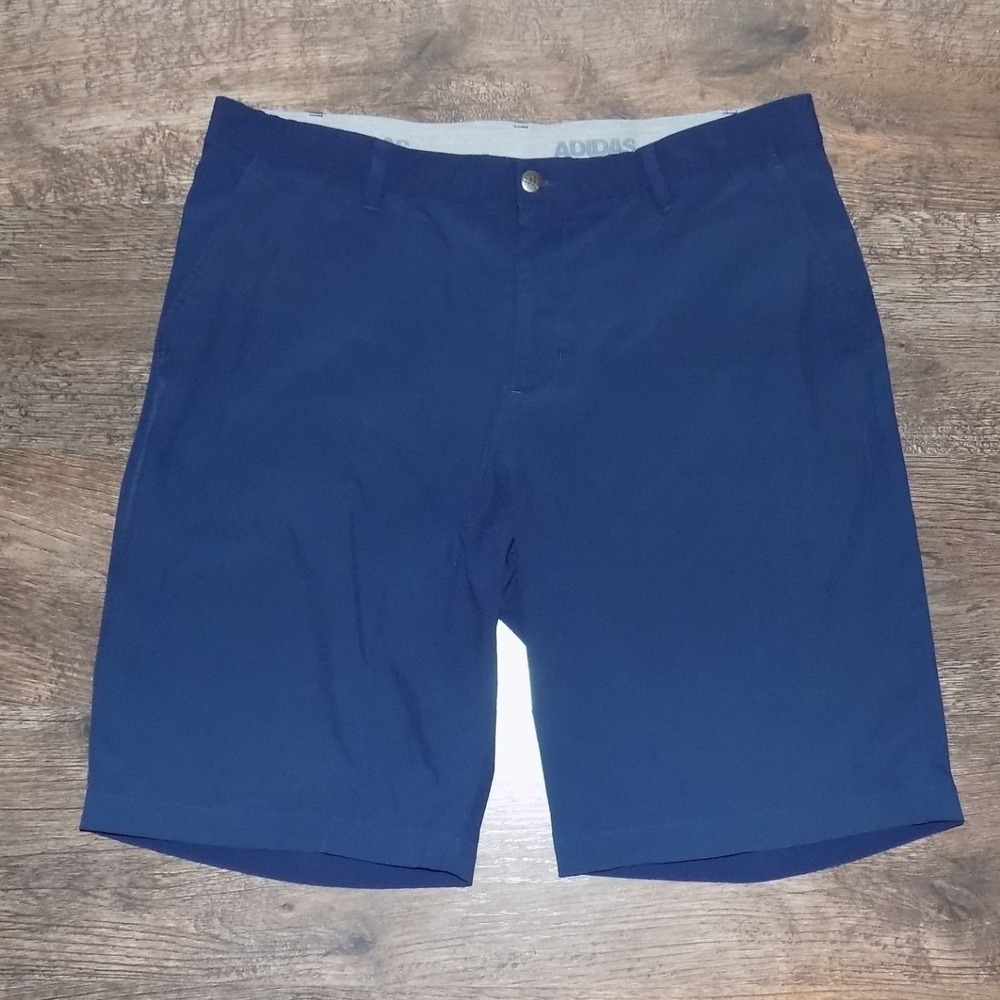 Adidas Golf Shorts Mens 38 Navy Blue Excellent Performance Stretch Flat Front